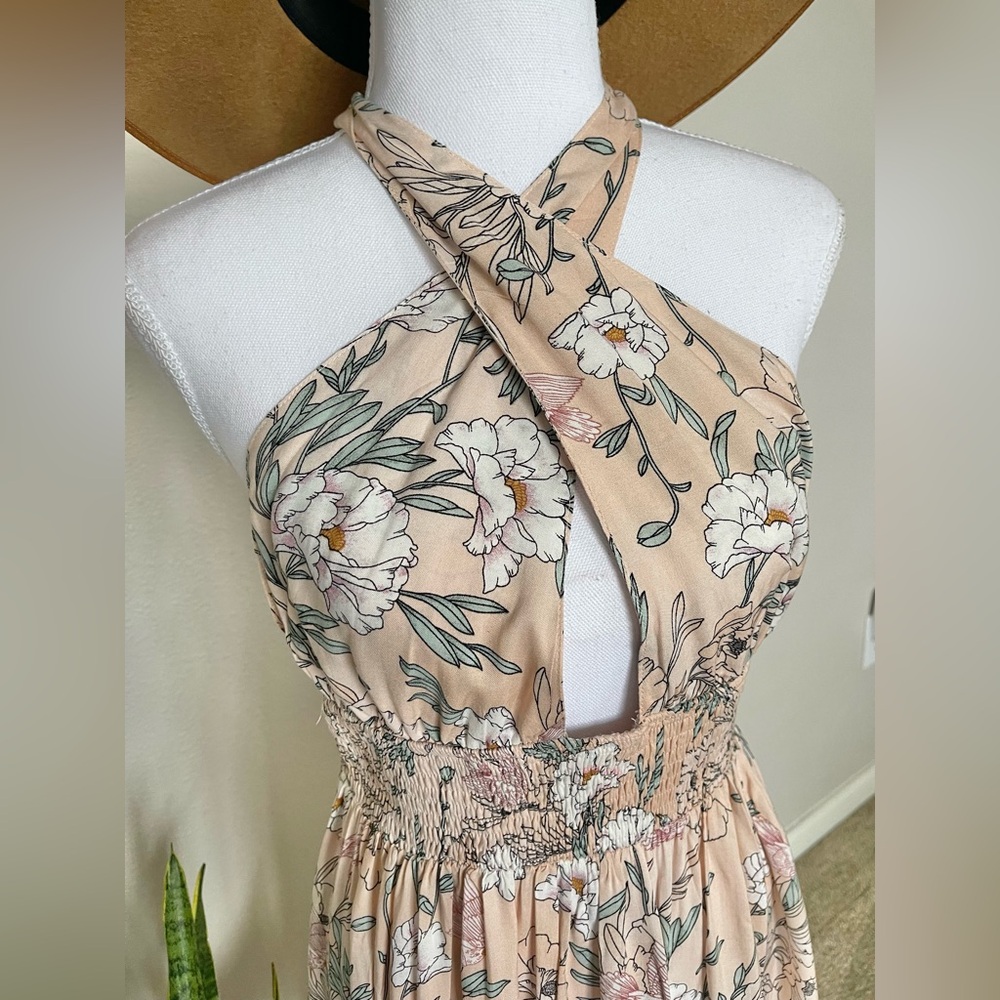 NWT - Vacation Summer Floral Halter Neck Dress - Picture 8 of 11